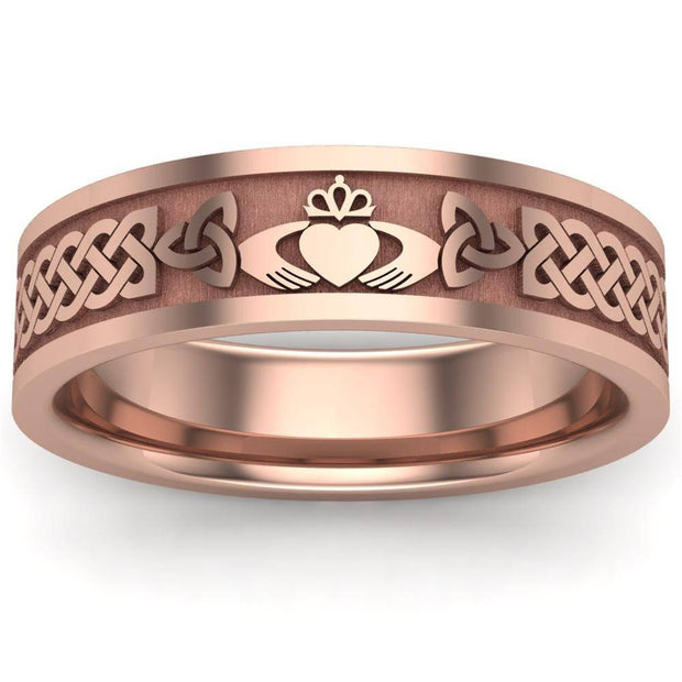 Claddagh Wedding Ring UCL1-14R6MFLAT - 14K Rose Gold - Uctuk