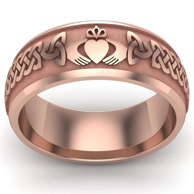 Claddagh Wedding Ring UCL1-14R8M - 14K Rose Gold - Uctuk