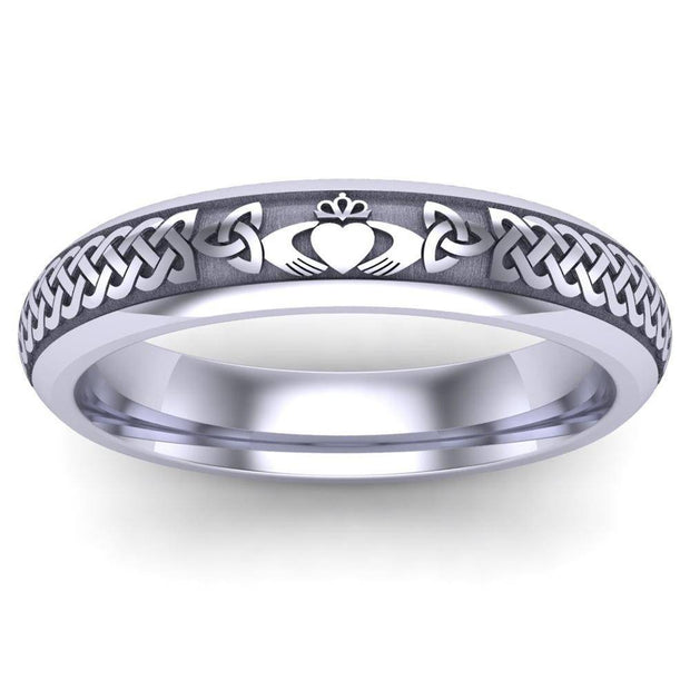 Claddagh Wedding Ring UCL1-14W4M - 14K White Gold - Uctuk