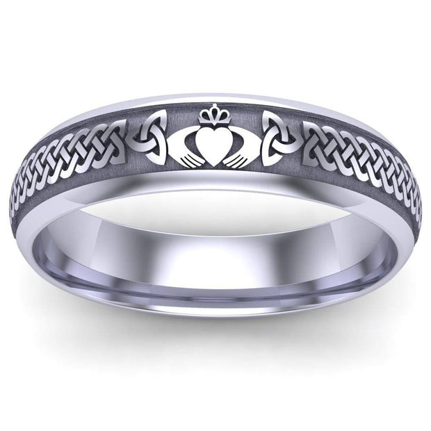 Claddagh Wedding Ring UCL1-14W5LIGHT - 14K White Gold LIGHT WEIGHT - Uctuk