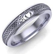 Claddagh Wedding Ring UCL1-14W5M - 10K/14K/18K White Gold - Uctuk