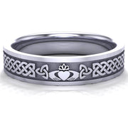 Claddagh Wedding Ring UCL1-14W5MFLAT - 14K White Gold - Uctuk