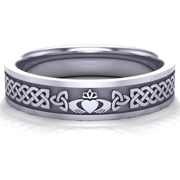 Claddagh Wedding Ring UCL1-14W5MFLAT - 14K White Gold - Uctuk