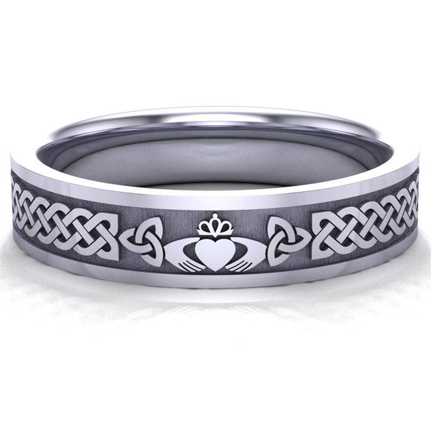 Claddagh Wedding Ring UCL1-14W5MFLAT - 14K White Gold - Uctuk