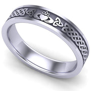 Claddagh Wedding Ring UCL1-14W5MFLAT - 14K White Gold - Uctuk