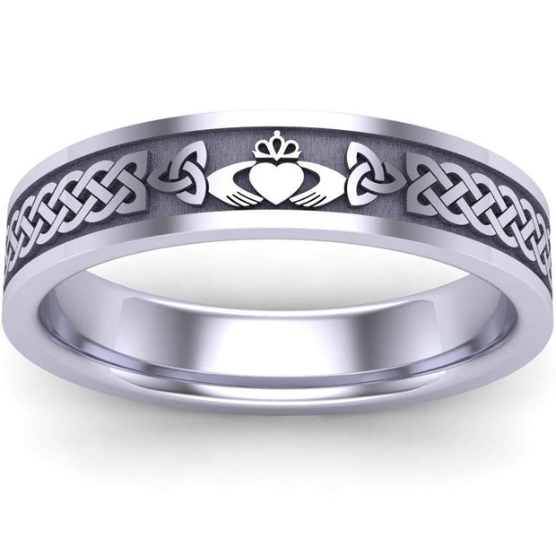 Claddagh Wedding Ring UCL1-14W5MFLAT - 14K White Gold - Uctuk