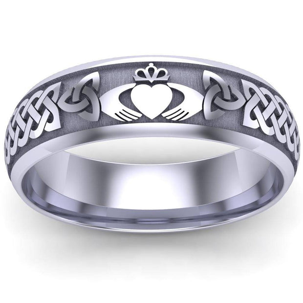 Claddagh Wedding Ring UCL1-14W6LIGHT - 14K White Gold LIGHT WEIGHT - Uctuk