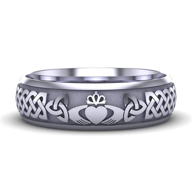 Claddagh Wedding Ring UCL1-14W6LIGHT - 14K White Gold LIGHT WEIGHT - Uctuk