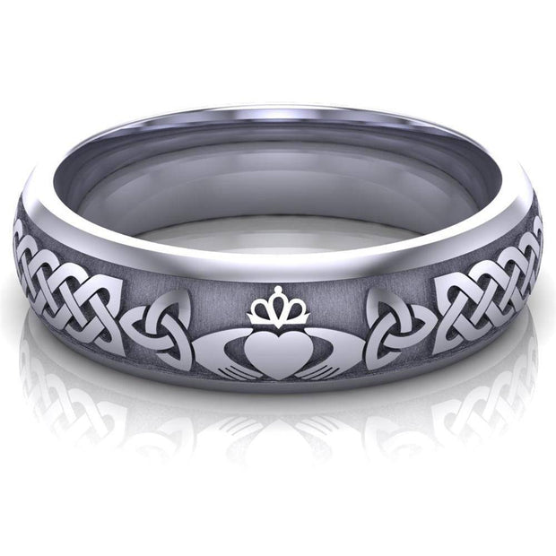 Claddagh Wedding Ring UCL1-14W6M - 14K White Gold - Uctuk