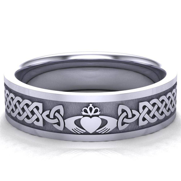 Claddagh Wedding Ring UCL1-14W6MFLAT - 14K White Gold - Uctuk