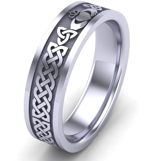 Claddagh Wedding Ring UCL1-14W6MFLAT - 14K White Gold - Uctuk