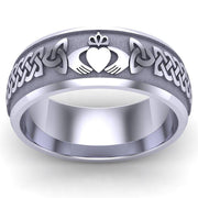 Claddagh Wedding Ring UCL1-14W8M - 14K White Gold - Uctuk