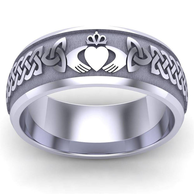 Claddagh Wedding Ring UCL1-14W8M - 14K White Gold - Uctuk