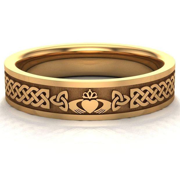 Claddagh Wedding Ring UCL1-14Y5MFLAT - 14K Yellow Gold - Uctuk