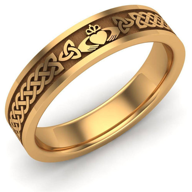 Claddagh Wedding Ring UCL1-14Y5MFLAT - 14K Yellow Gold - Uctuk