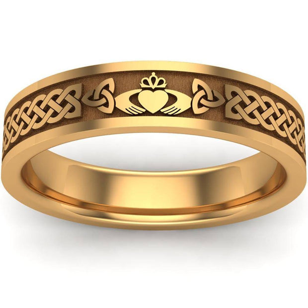 Claddagh Wedding Ring UCL1-14Y5MFLAT - 14K Yellow Gold - Uctuk