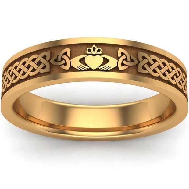 Claddagh Wedding Ring UCL1-14Y5MFLAT - 14K Yellow Gold - Uctuk