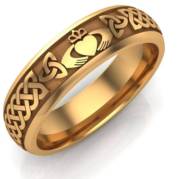 Claddagh Wedding Ring UCL1-14Y6M - 14K Yellow Gold - Uctuk