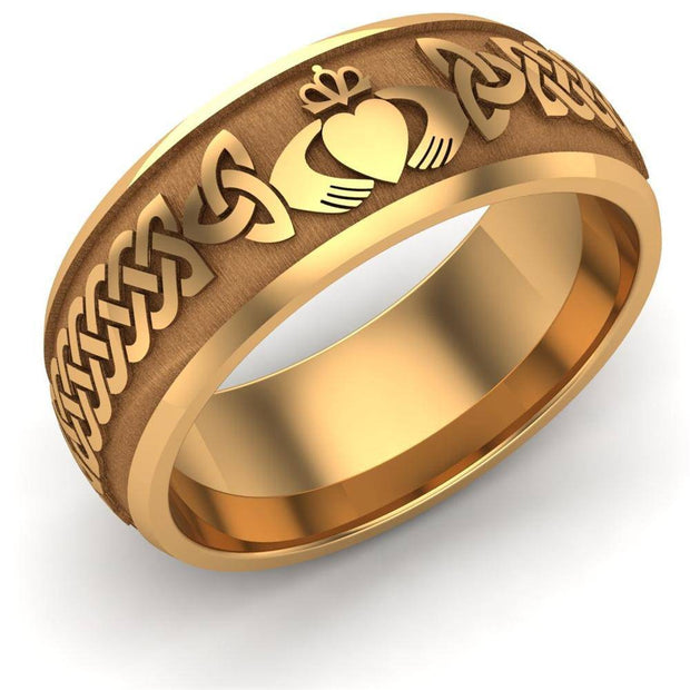 Claddagh Wedding Ring UCL1-14Y8M - 14K Yellow Gold - Uctuk