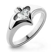 Sterling Silver White CZ ULS-16434CZ Ladies Modern Claddagh Ring - Uctuk