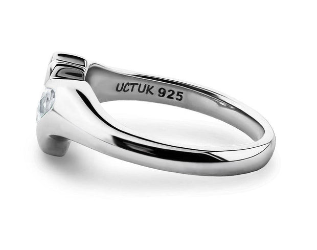 Sterling Silver White CZ ULS-16434CZ Ladies Modern Claddagh Ring - Uctuk