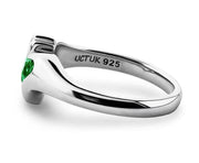 Sterling Silver Green CZ ULS-16434GR Ladies Modern Claddagh Ring - Uctuk