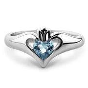 Sterling Silver Sky Blue CZ ULS-16434SB Ladies Modern Claddagh Ring - Uctuk