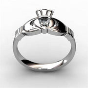 1/10 Carat Diamond Claddagh Engagement Ring WHITE-ASU2-10. - Uctuk