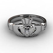 1/10 Carat Diamond Claddagh Engagement Ring WHITE-ASU2-10. - Uctuk