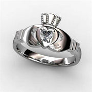 1/10 Carat Diamond Claddagh Engagement Ring WHITE-ASU2-10. - Uctuk