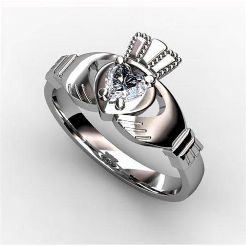 1/4 Carat Diamond Claddagh Engagement Ring WHITE-ASU2-25 - Uctuk