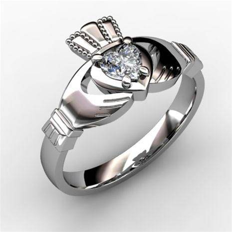 1/4 Carat Diamond Claddagh Engagement Ring WHITE-ASU2-25 - Uctuk