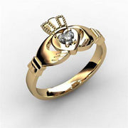 1/10 Carat Diamond Claddagh Engagement Ring YELLOW-ASU2-10 - Uctuk