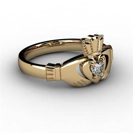 1/10 Carat Diamond Claddagh Engagement Ring YELLOW-ASU2-10 - Uctuk