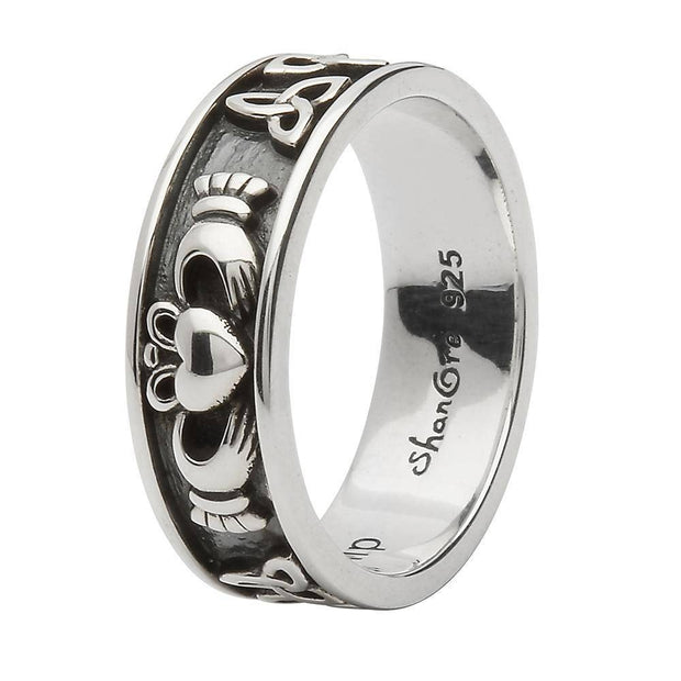Unisex Sterling Silver Claddagh and Trinity Wedding Ring SU-SD21 - Uctuk