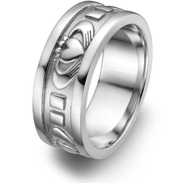 Mens Sterling Silver UMS-6343 Wedding Claddagh Ring - Uctuk
