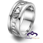Mens Sterling Silver UMS-6343 Wedding Claddagh Ring - Uctuk