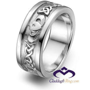 Mens Sterling Silver UMS-6345 Wedding Claddagh Ring - Uctuk