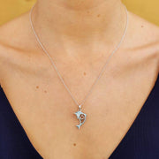 Sterling Silver Dolphin Pendant with Aqua Swarovski Crystals and Claddagh with Chain - OC51 - Uctuk