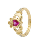 14K Gold Claddagh October Birthstone Ring Pink Sapphire and Diamonds - 14L90PS - Uctuk