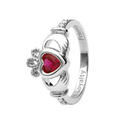 14K Gold Claddagh July Birthstone Ring Ruby and Diamonds - 14L90R - Uctuk