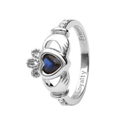 14K Gold Claddagh September Birthstone Ring Blue Sapphire and Diamonds - 14L90S - Uctuk