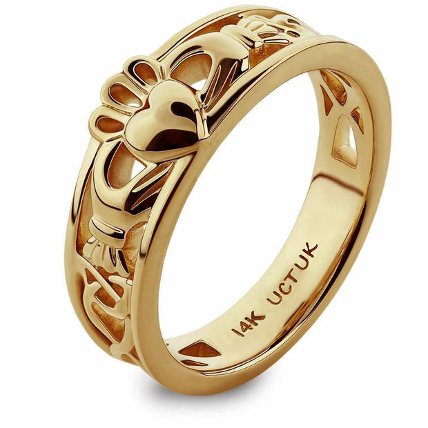 Gold Claddagh Ring ULG-6157Y in 14K Yellow Gold <font color="#FF0000"> IN STOCK!  Ships in 24 Hours!</font> - Uctuk