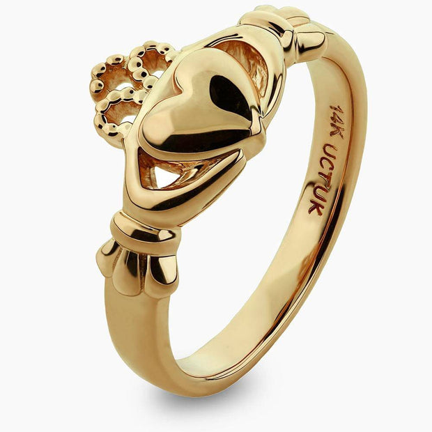 Gold Claddagh Ring ULG-6163Y in 14K Yellow Gold <font color="#FF0000"> IN STOCK!  Ships in 24 Hours!</font> - Uctuk