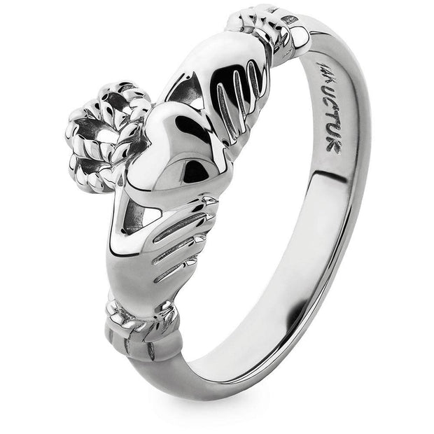 Gold Claddagh Ring ULG-6334W in 14K White Gold <font color="#FF0000"> IN STOCK!  Ships in 24 Hours!</font> - Uctuk