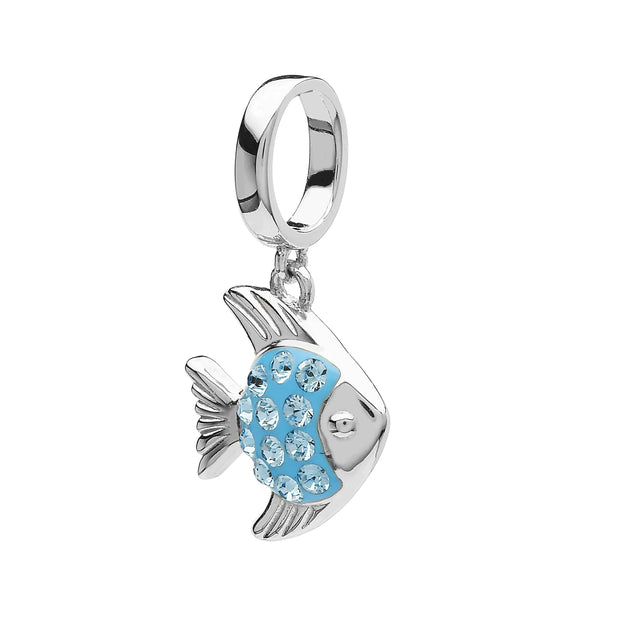 Sterling Silver Fish Bead with Aqua and Swarovski Crystals - OC62 - Uctuk
