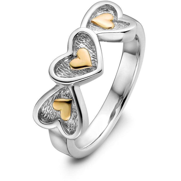 Sterling Silver and 14K Gold Mix Promise Ring ULS-4782 - Uctuk