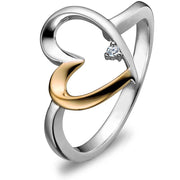 Sterling Silver and 14K Gold Mix Diamond Promise Ring ULS-9912 - Uctuk