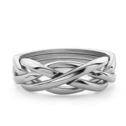 14K White Gold LADIES 4 band Puzzle Ring 4KNGW - Uctuk