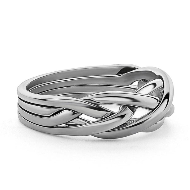 14K White Gold LADIES 4 band Puzzle Ring 4KNGW - Uctuk